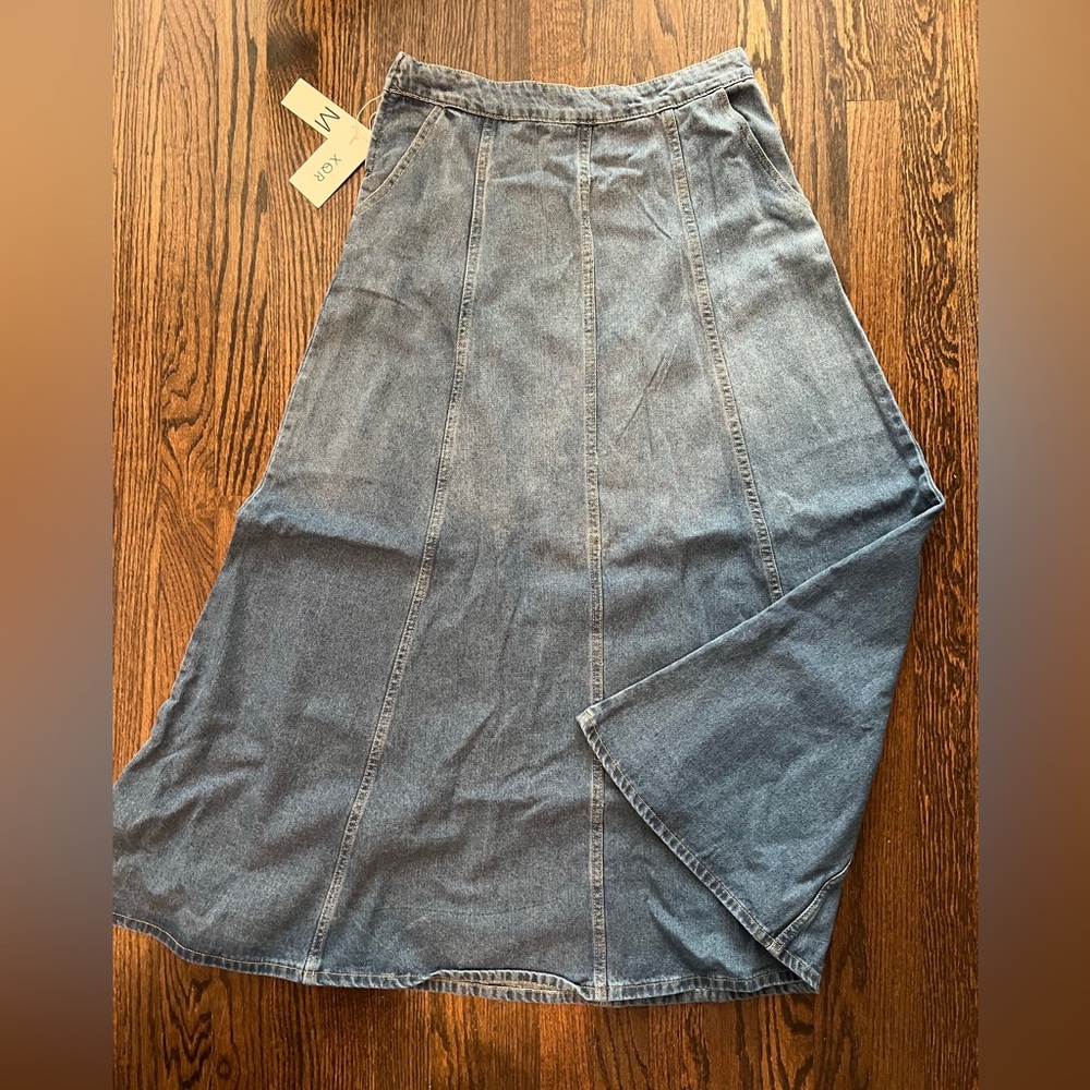 Amazon Denim Maxi Skirt in Blue